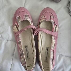 Pink Mary Jane style loafers with strap